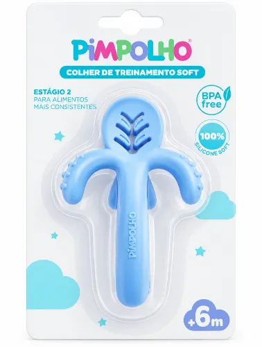 Colher de Treinamento Soft Silicone Azul - Pimpolho Estágio 2