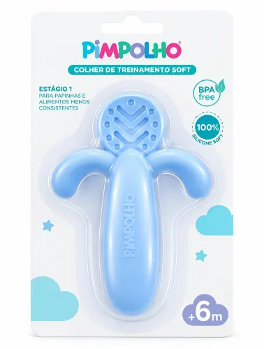 Colher de Treinamento Soft Silicone Azul - Pimpolho Estágio 1