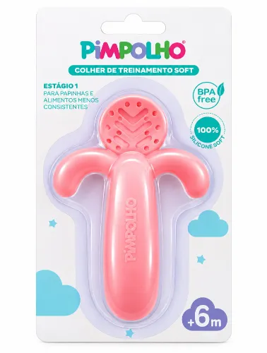 Colher de Treinamento Soft Silicone Rosa - Pimpolho Estágio 1