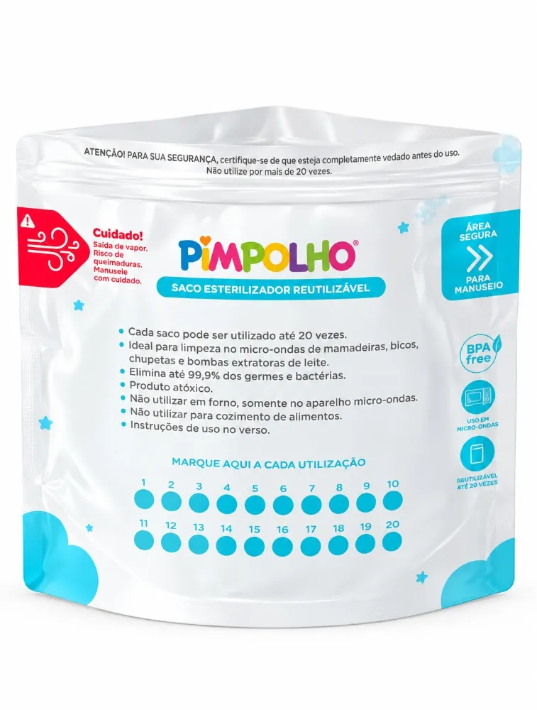 Saco para Esterilização de Mamadeiras Unissex Branco - Pimpolho