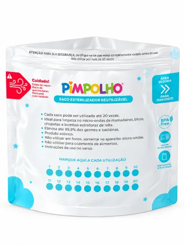 Saco para Esterilização de Mamadeiras Unissex Branco - Pimpolho