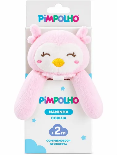 Naninha com Prendedor de Chupeta Rosa / Coruja - Pimpolho