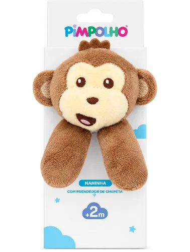 Naninha com Prendedor de Chupeta Marrom / Macaco - Pimpolho