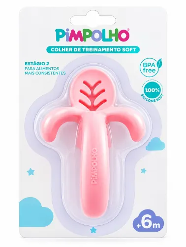 Colher de Treinamento Soft Silicone Rosa - Pimpolho Estágio 2