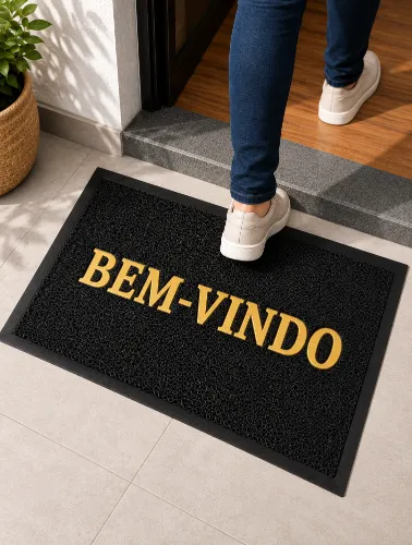 Tapete Capacho Emborrachado para Entrada Bem Vindo - Importado