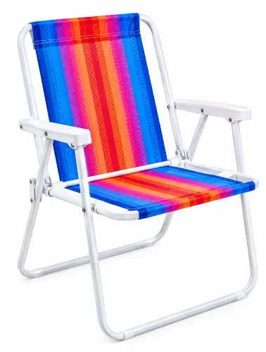 Cadeira de Praia Alta em Aço para Praia e Camping - MOR