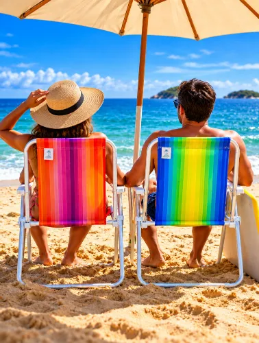 Cadeira de Praia Alta em Aço para Praia e Camping - MOR