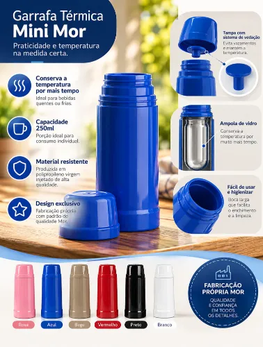 Garrafa Térmica Mini 250ml Azul - Mor