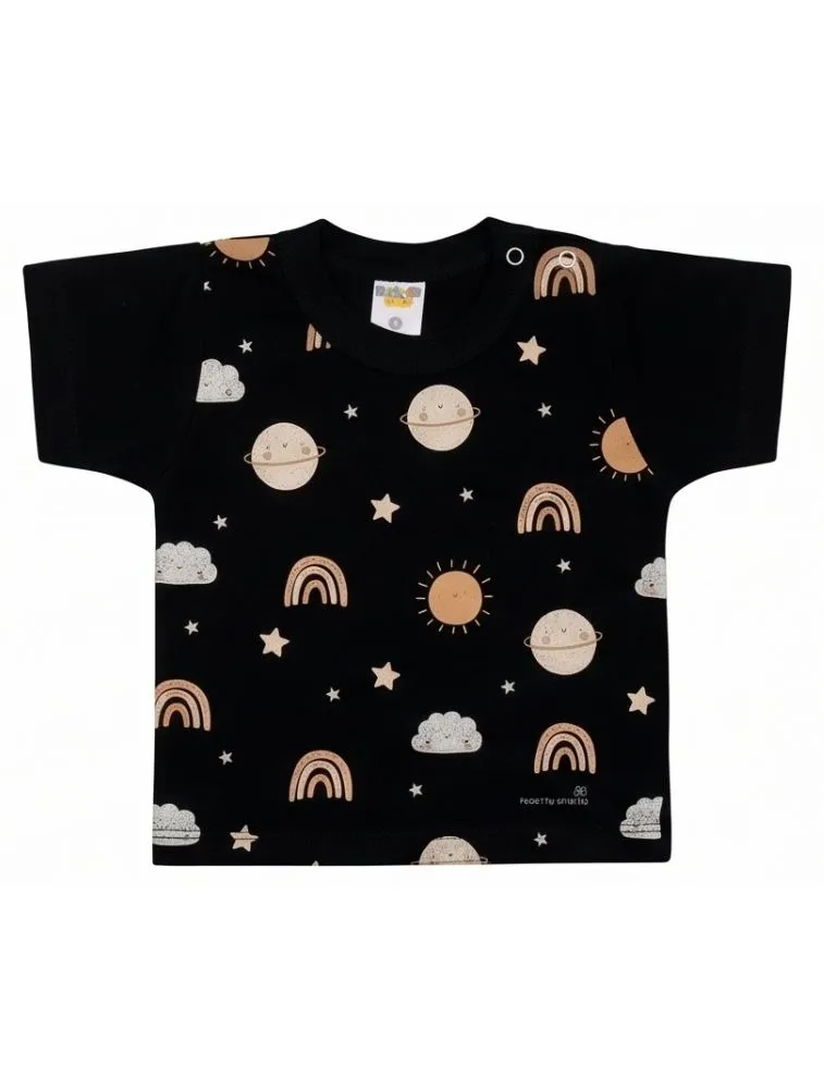 CAMISETA M/CURTA ESPACO PRETO M REF.268 - GENTE MIUDA