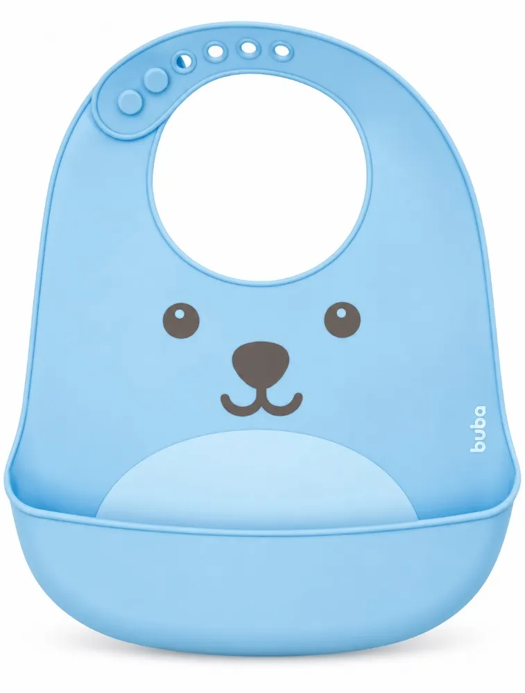 Babador de Silicone com Pega Migalhas Gumy Azul - Buba