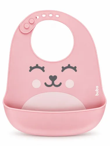 Babador de Silicone com Pega Migalhas Gumy Rosa - Buba