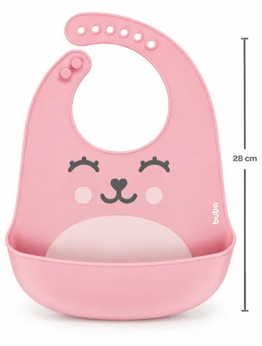 Babador de Silicone com Pega Migalhas Gumy Rosa - Buba