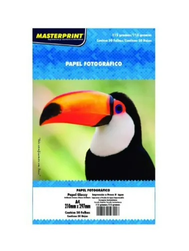 PAPEL FOTOGRÁFICO MASTERPRINT A4 GLOSSY 115G 50F