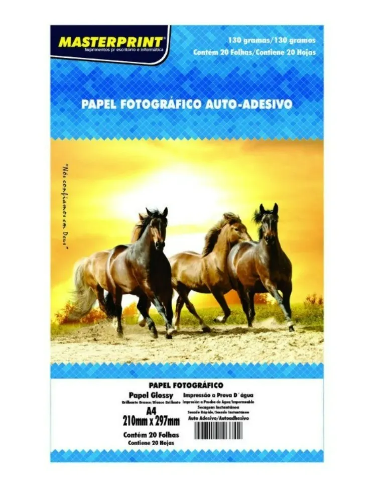PAPEL FOTO MASTERPRINT AUTO ADESIVO A4 130G 20F