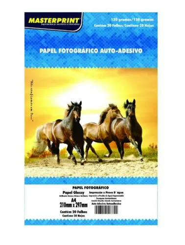 PAPEL FOTO MASTERPRINT AUTO ADESIVO A4 130G 20F