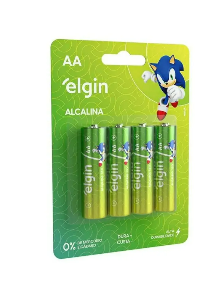PILHA ELGIN AA ALCALINA 1.5V LR6 C/4UN