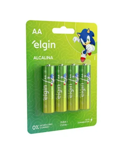 PILHA ELGIN AA ALCALINA 1.5V LR6 C/4UN