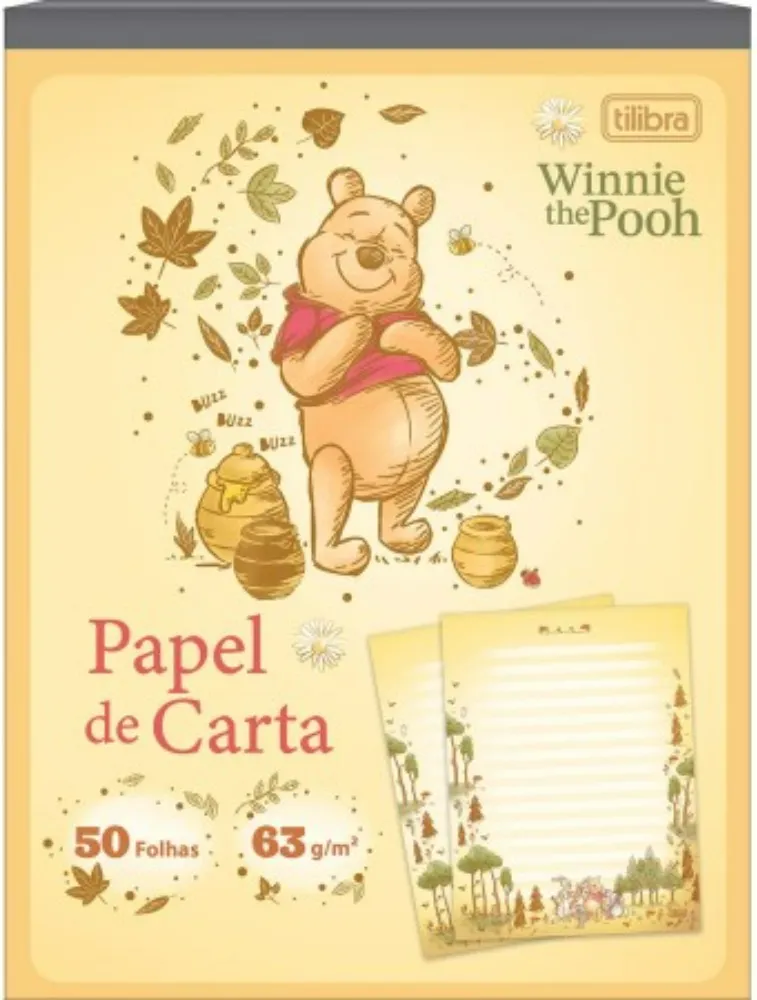 BLOCO PAPEL CARTA TILIBRA POOH 50 FOLHAS