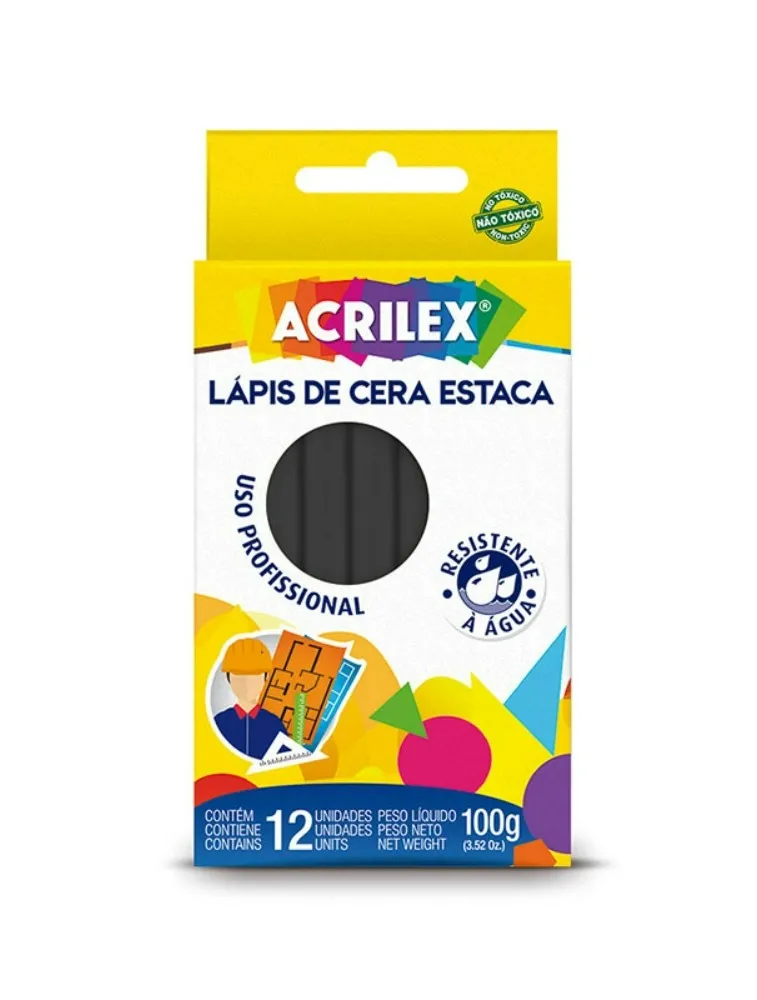 GIZ DE CERA ESTACA ACRILEX PRETO