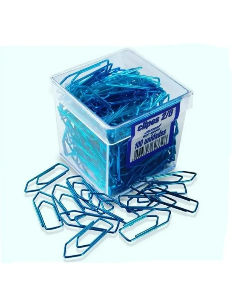 CLIPS ACC 2/0 AÇO EPOXI COLOR AZUL C/100UND