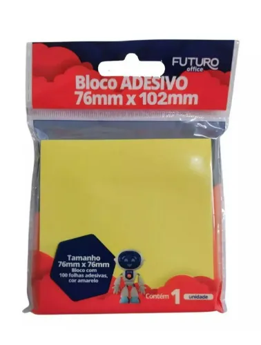 BLOCO ADESIVO FUTURO 76X102 AMARELO 100F FO222201