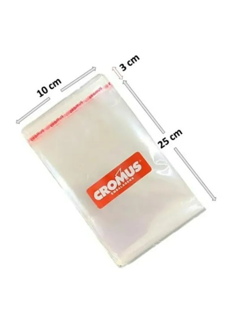 SACO ADESIVADO CROMUS TRANSPARENTE 10X25 C/100