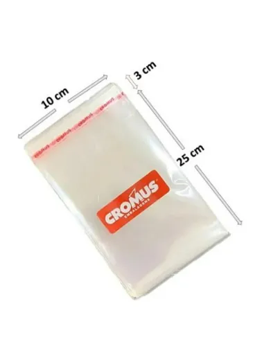 SACO ADESIVADO CROMUS TRANSPARENTE 10X25 C/100
