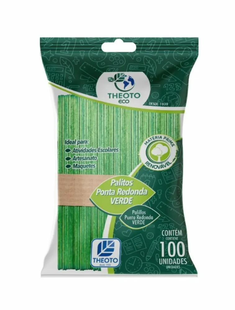 PALITO DE PICOLE THEOTO ECO PONTA REDONDA VERDE