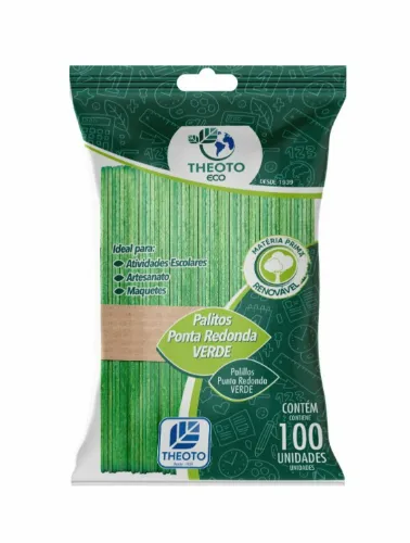 PALITO DE PICOLE THEOTO ECO PONTA REDONDA VERDE