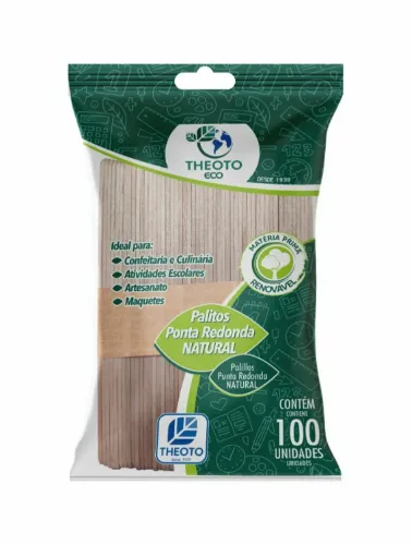 PALITO DE PICOLE THEOTO ECO PONTA REDONDA NATURAL