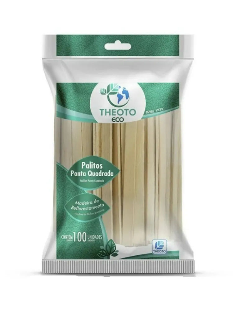 PALITO DE PICOLE THEOTO PONTA QUADRADA C/100