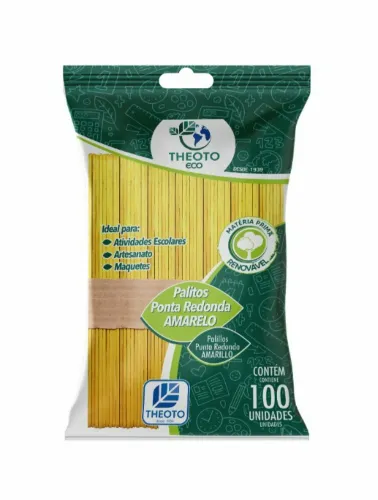 PALITO DE PICOLE THEOTO ECO PONTA REDONDA AMARELA
