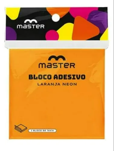 BLOCO ADESIVO MASTER 76X76 LARANJA NEON