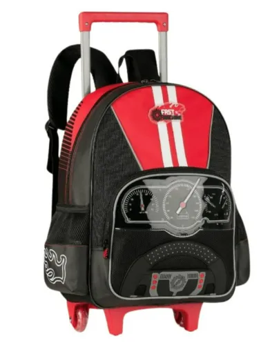 KIT MOCHILA COM CARRINHO, LANCHEIRA E ESTOJO FAST MACHINE FM25030K