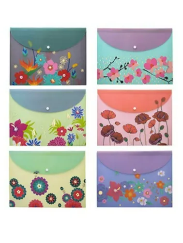 PASTA ENVELOPE MOLIN C/BOTÃO HORIZONTAL LOVE FLOWERS 22988