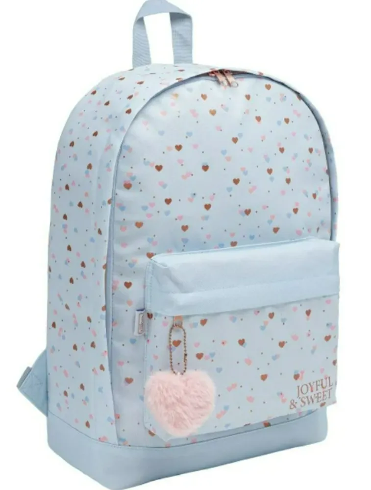 MOCHILA DE COSTAS ACADEMIE CORAÇÃO METAL AZUL 347809
