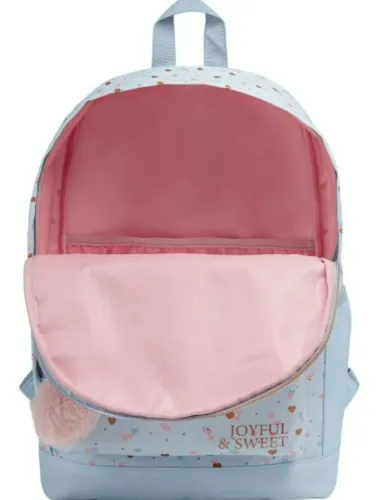 MOCHILA DE COSTAS ACADEMIE CORAÇÃO METAL AZUL 347809