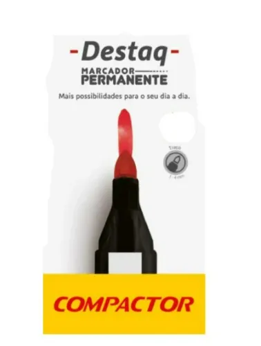 MARCADOR COMPACTOR PERMANENTE DESTAQ VERMELHO 2786002