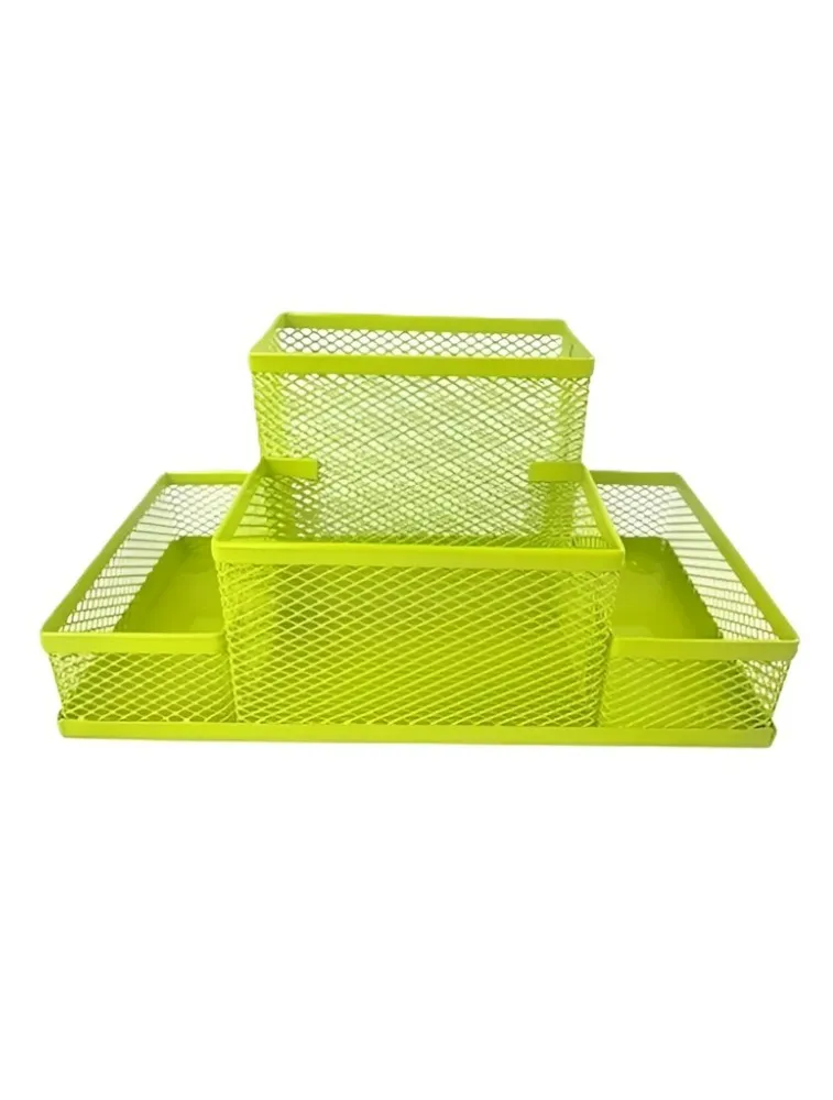 ORGANIZADOR DE MESA ARAMADO C/4DIV VERDE NEON 87675