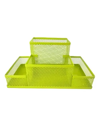 ORGANIZADOR DE MESA ARAMADO C/4DIV VERDE NEON 87675