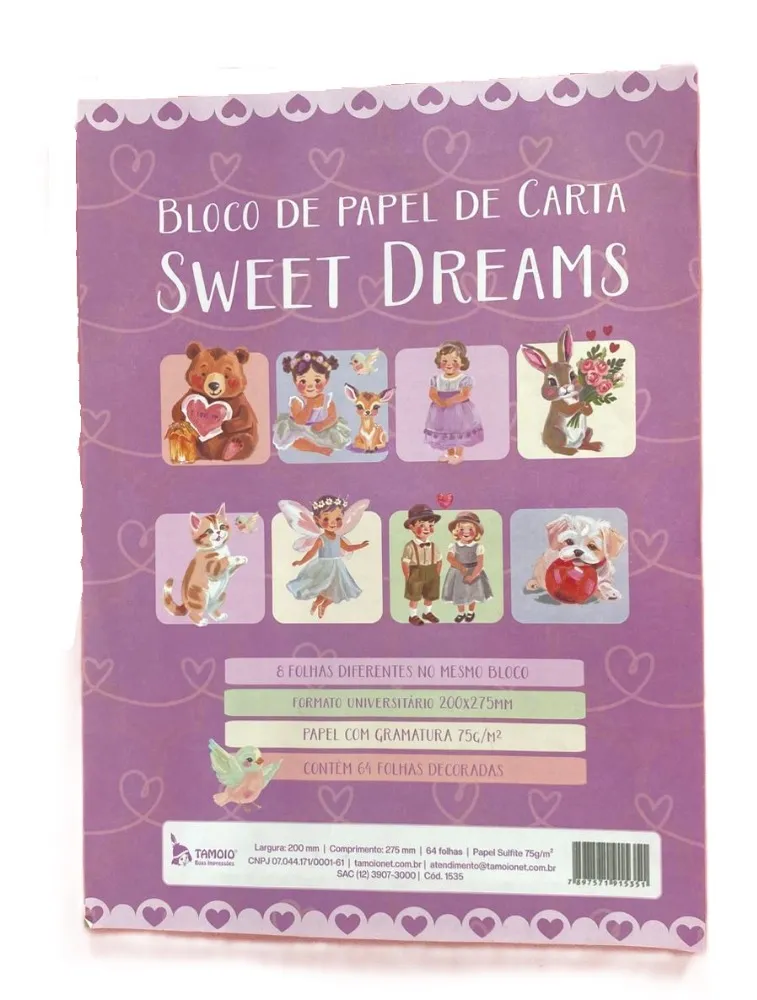 BLOCO DE  PAPEL DE CARTA SWEET DREAMS 64 FOLHAS