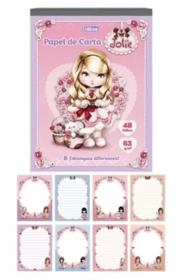 BLOCO PAPEL CARTA DECORADO JOLIE 48 FOLHAS 408654