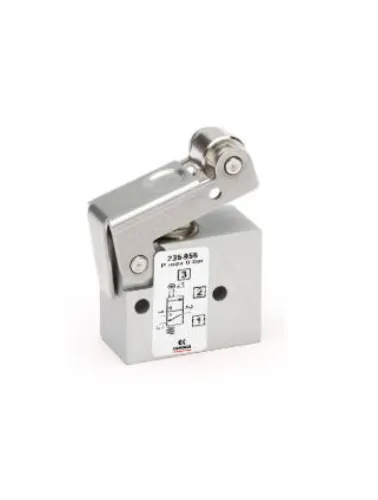 MINI VALVULA 3/2 VIAS NF RETORNO MOLA TUBO 4MM ACIONAMENTO ROLETE
