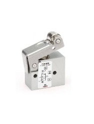 MINI VALVULA 3/2 VIAS NF RETORNO MOLA TUBO 4MM ACIONAMENTO ROLETE