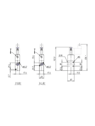 VALVULA 3/2 VIAS G1/8 SIMPLES SOLENOIDE RETORNO