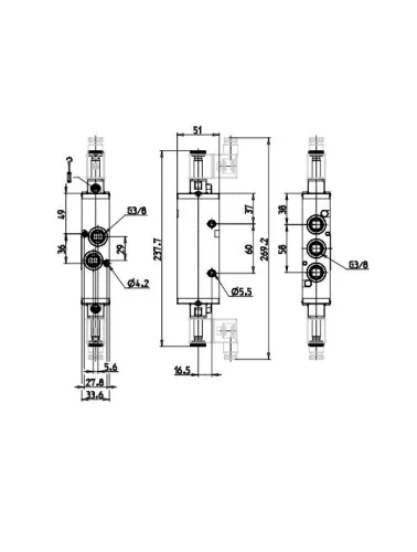 VALVULA 5/3 VIAS CF G3/8 DUPLO SOLEN