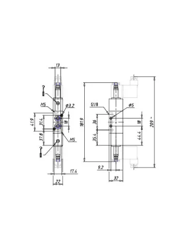 VALVULA 2X3/2 NF G1/8 BIESTAVEL NPT