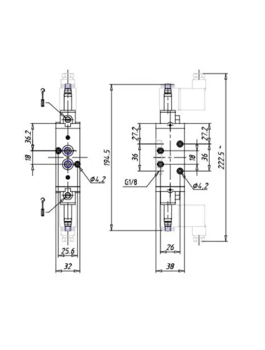 VALVULA 5/2 VIAS G1/8 DUPLO SOLENOIDE