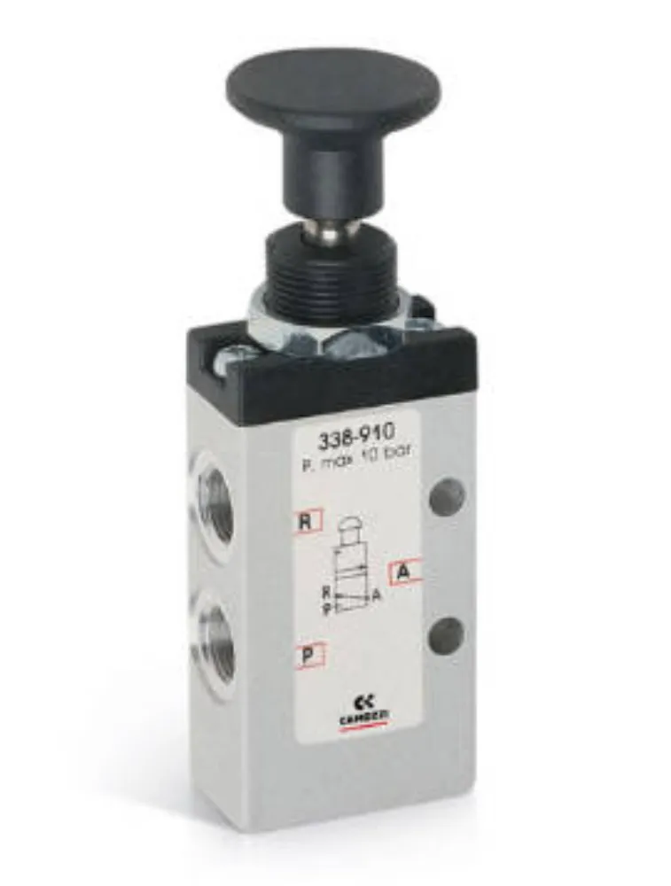 VALVULA 3/2 VIAS G1/8 BOTAO TRAVA