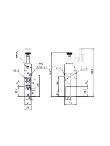 VALVULA 5/2 VIAS G1/4 SIMPLES SOLENOIDE